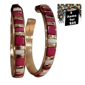 NWT Anna & Ava Tile Gold And Pink Large Hoop Statement Earrings